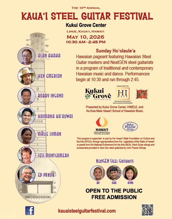 2026 Kaua&lsquo;i Steel Guitar Festival Poster